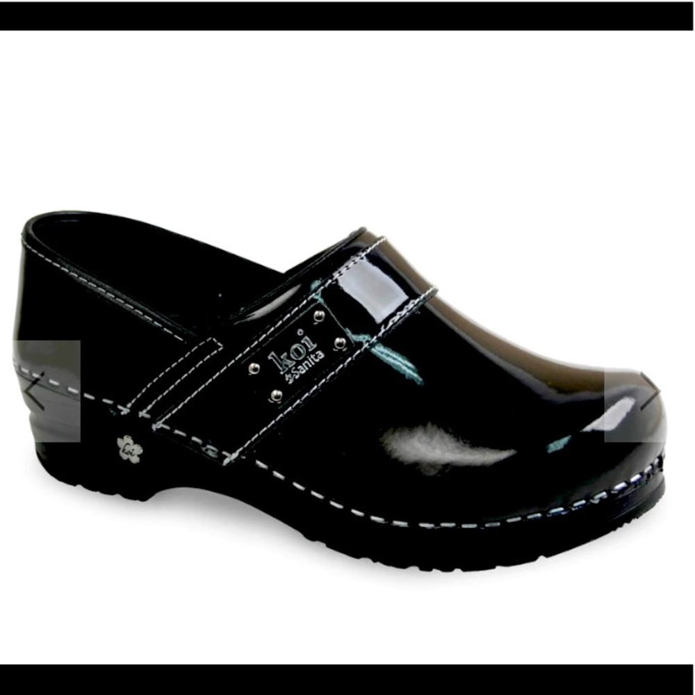 Koi by Sanita Women’s EU 39 8-8 1/2 Black Lindsey Nursing Clogs Patent Leather